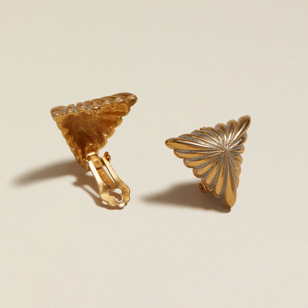 Statement Earring ONE Vintage Mixed-Plate Triangle Clip-On Earrings Orelia Jewellery