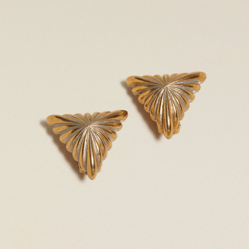 Statement Earring ONE Vintage Mixed-Plate Triangle Clip-On Earrings Orelia Jewellery