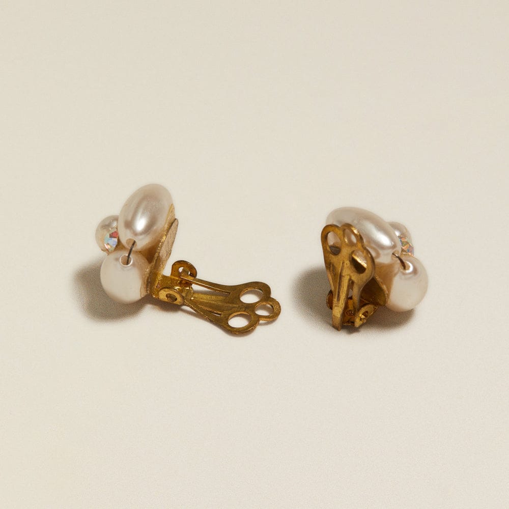 Statement Earring ONE Vintage Multi Pearl Clip-On Earrings Orelia Jewellery