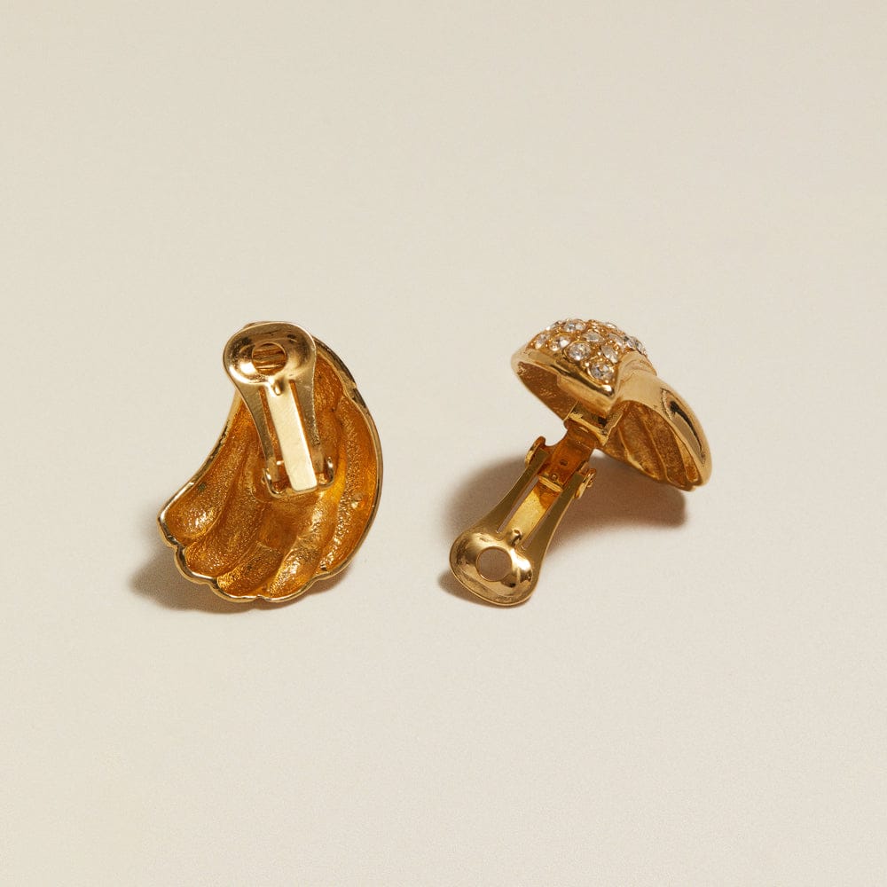 Statement Earring ONE Vintage Statement Fan & Pavé Clip-On Earrings Orelia Jewellery