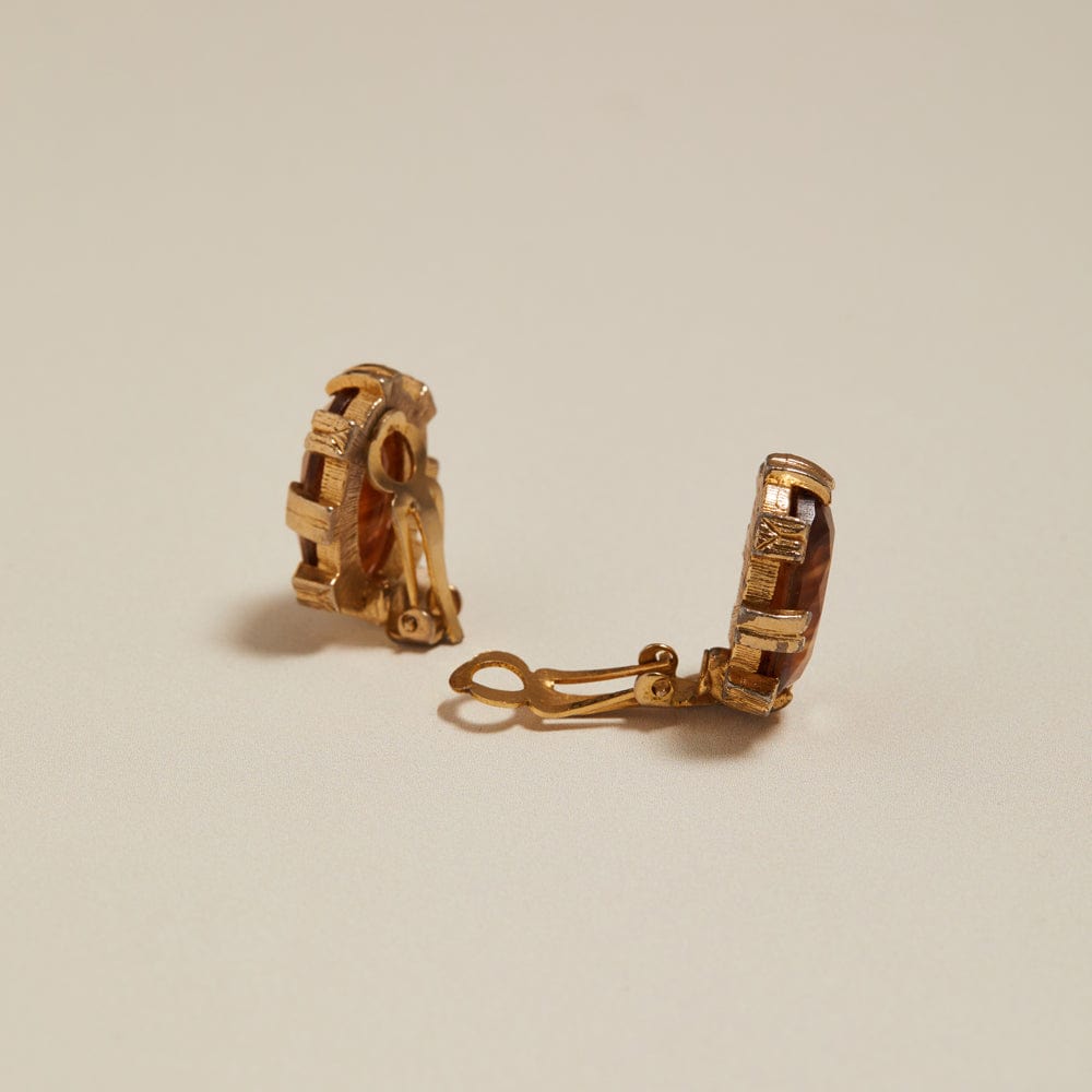 Statement Earring ONE Vintage Tiger's Eye Clip On Earrings Orelia Jewellery