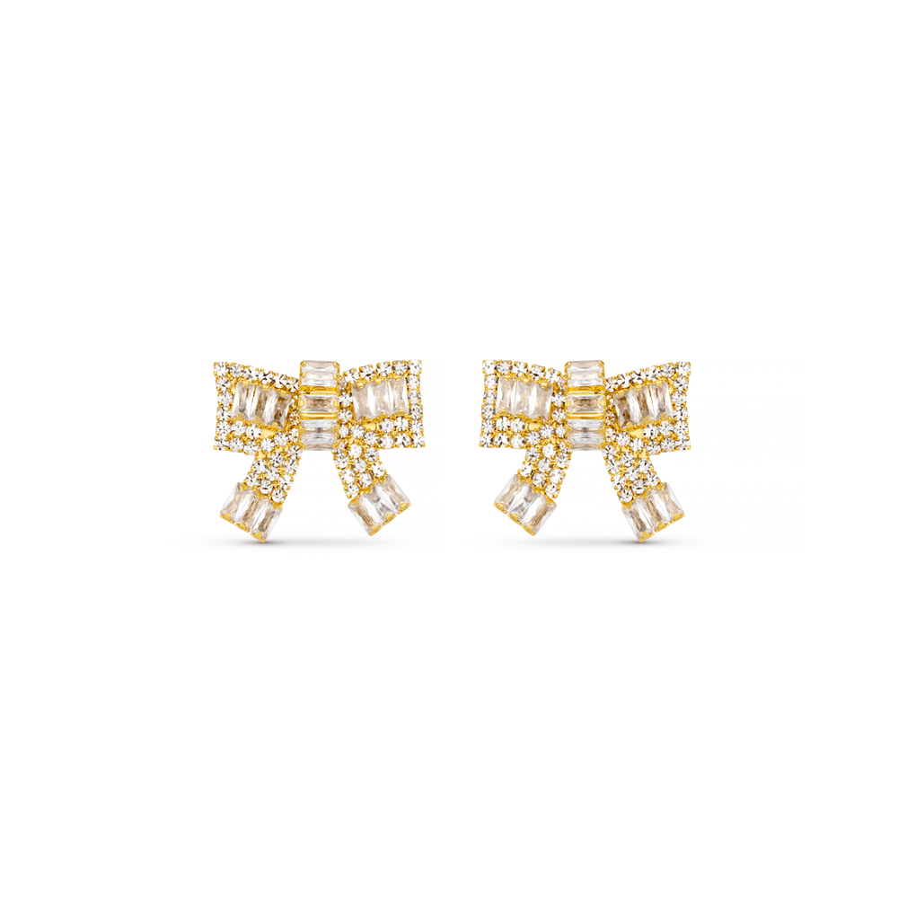 Statement Earring Pave Baguette Embellished Bow Earrings Orelia Jewellery