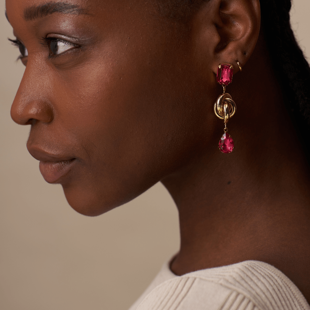 Statement Earring Statement Gem & Knot Drop Earrings Orelia Jewellery