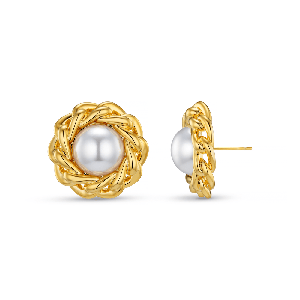 Statement Earring Statement Pearl & Chain Stud Earrings Orelia Jewellery