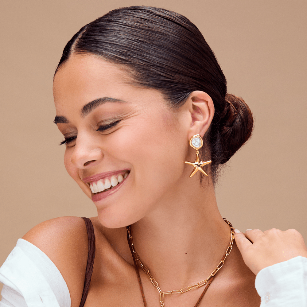 Statement Earring Statement Polished Starfish & Pearl Earrings Orelia Jewellery