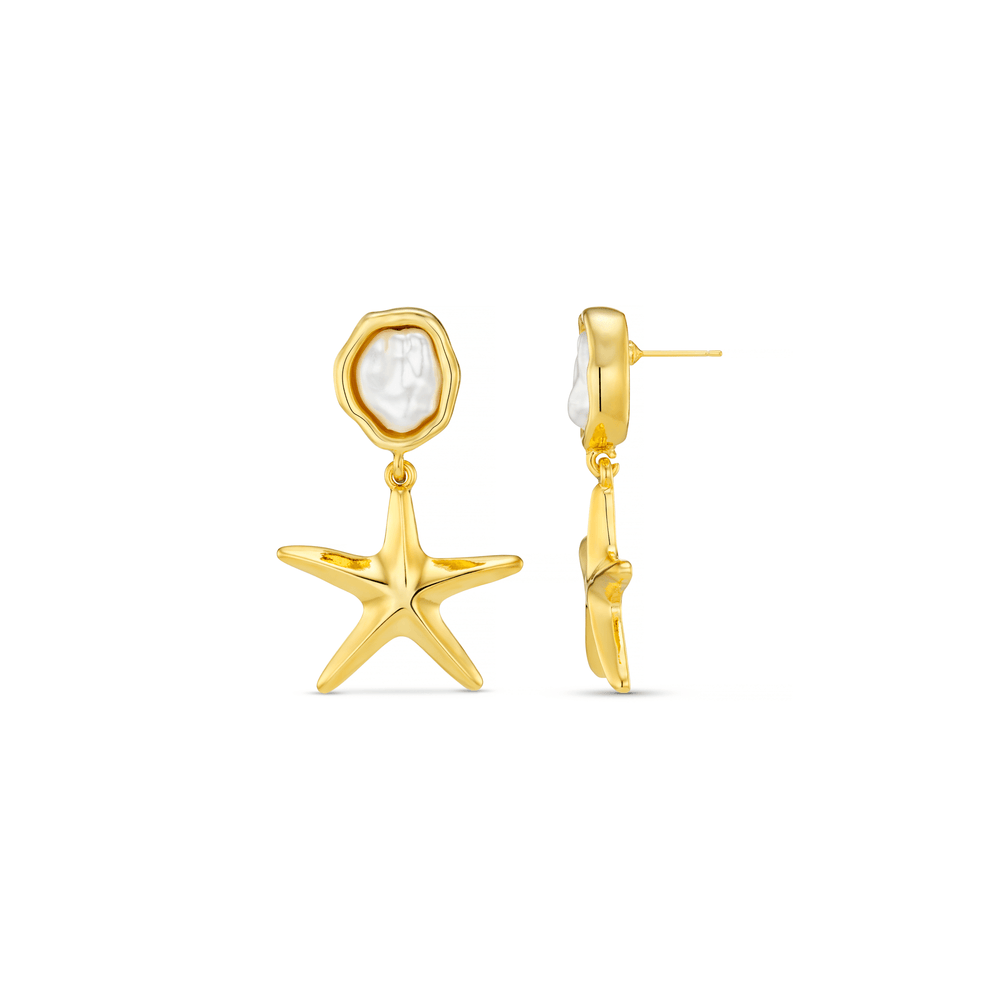 Statement Earring Statement Polished Starfish & Pearl Earrings Orelia Jewellery