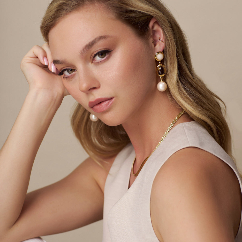 Statement Earring Statement Semi-Precious & Pearl Drop Earrings Orelia Jewellery