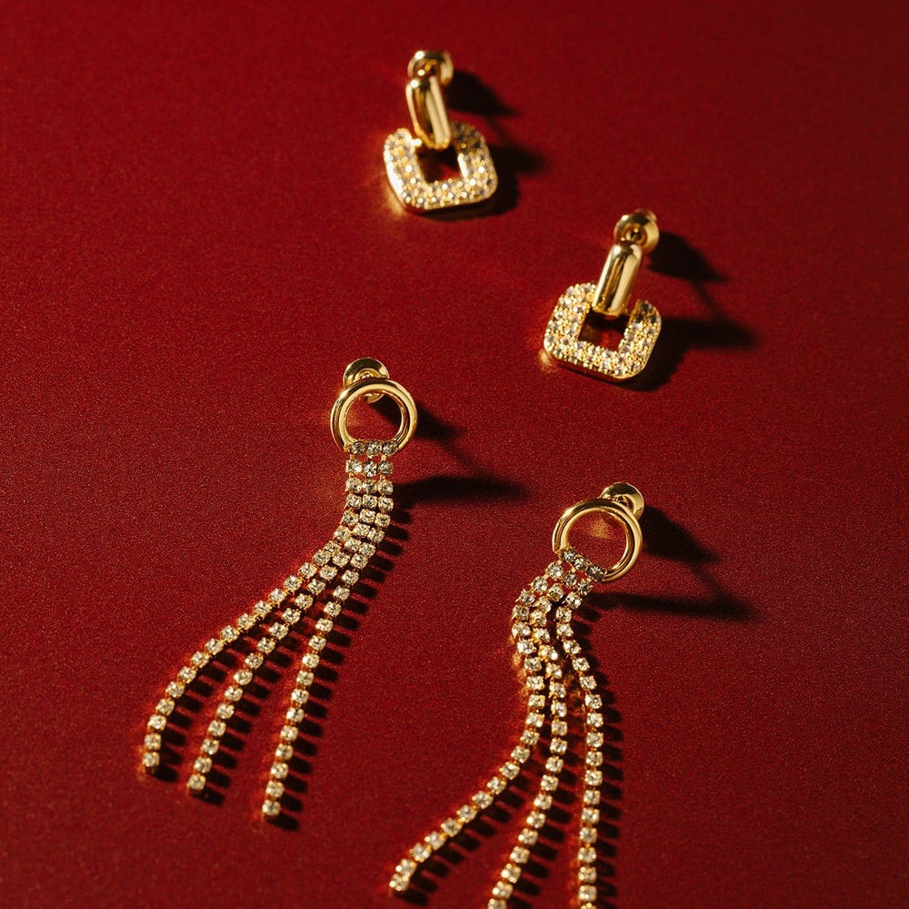 Statement Earrings Interlocking Pave Square Earrings Orelia Jewellery