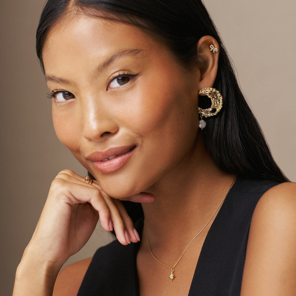 Statement Earrings Molten Moon & Pearl Drop Statement Earrings Orelia Jewellery