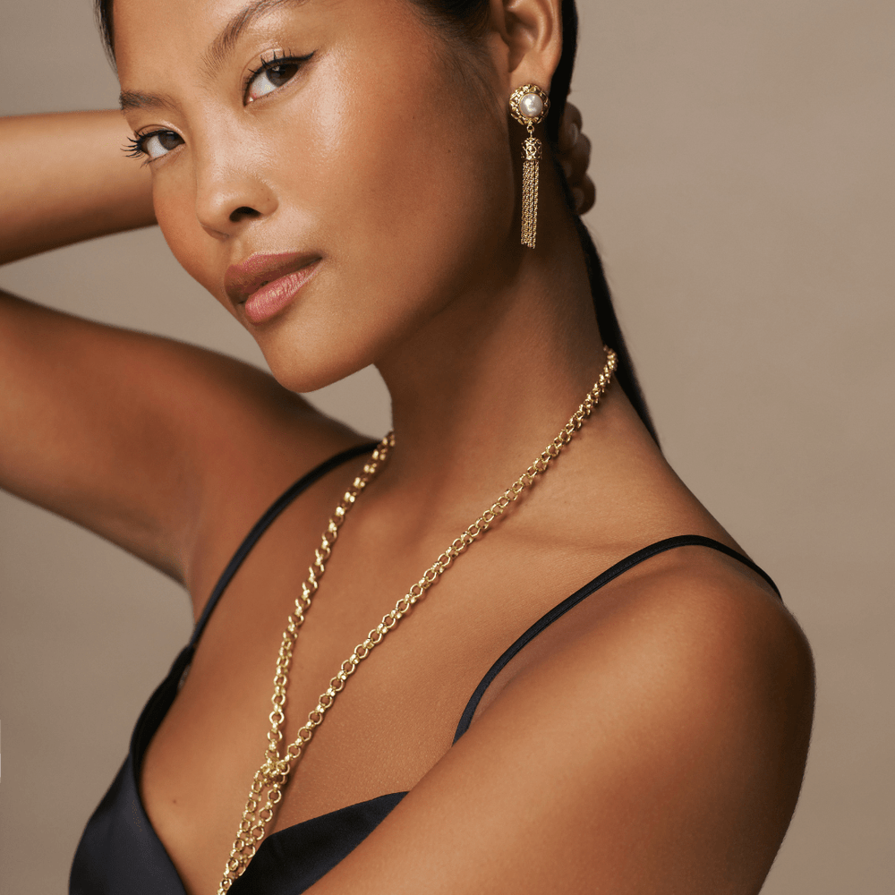 Statement Earrings Pearl & Quilt Tassel Earrings Orelia Jewellery