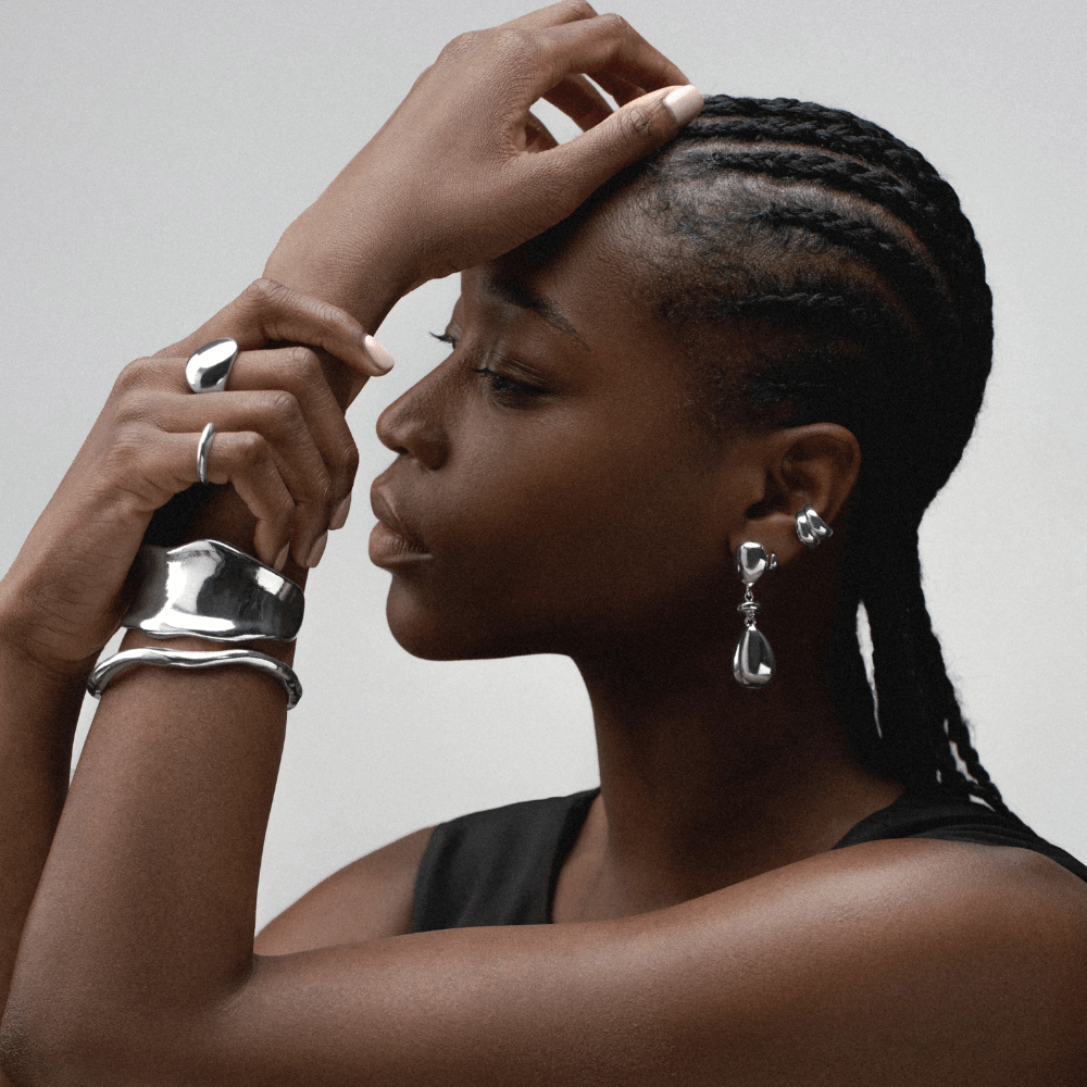 Statement Earrings Polished Statement Mix Drop Earrings - Silver Orelia Jewellery