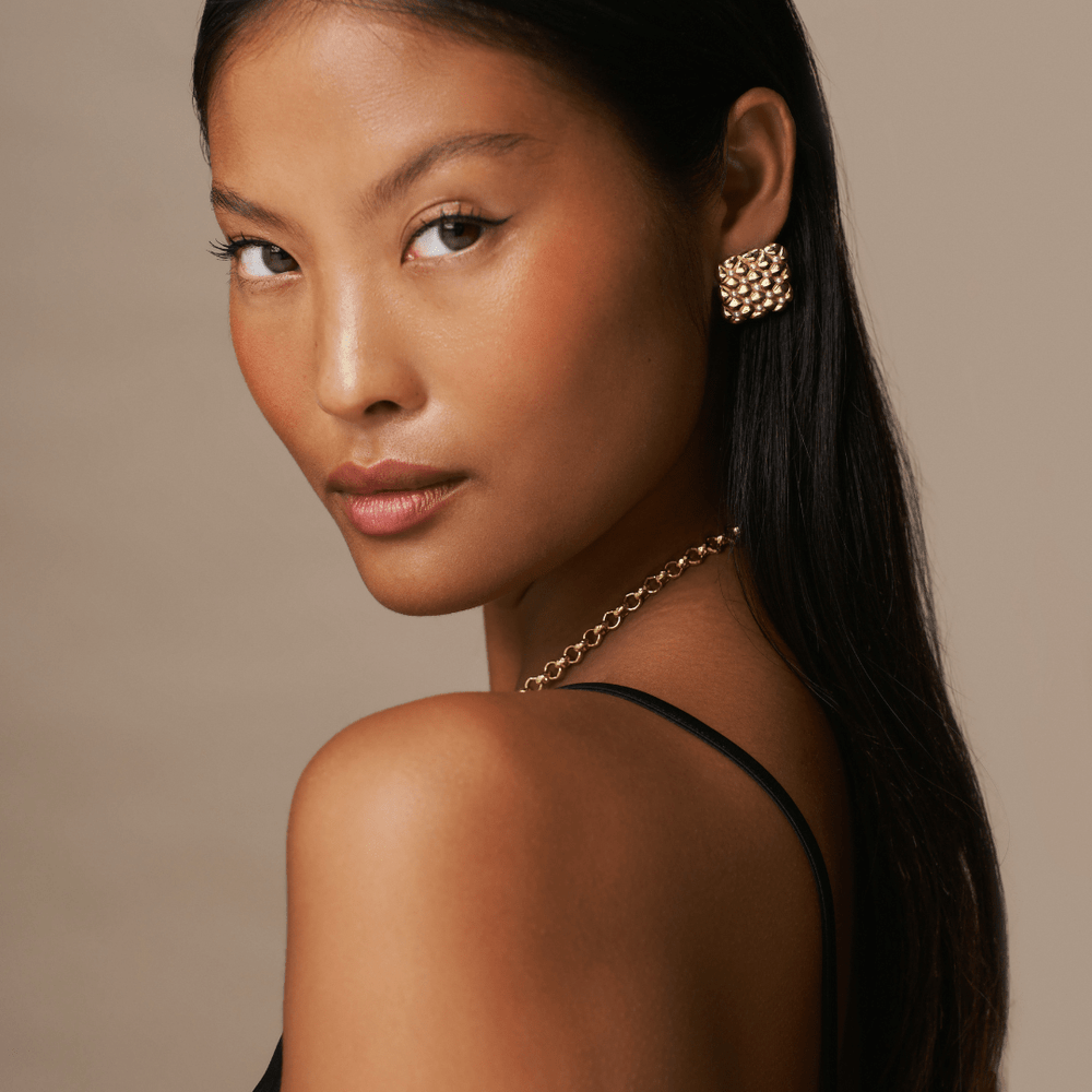 Statement Earrings Quilted Pearl Square Earrings Orelia Jewellery