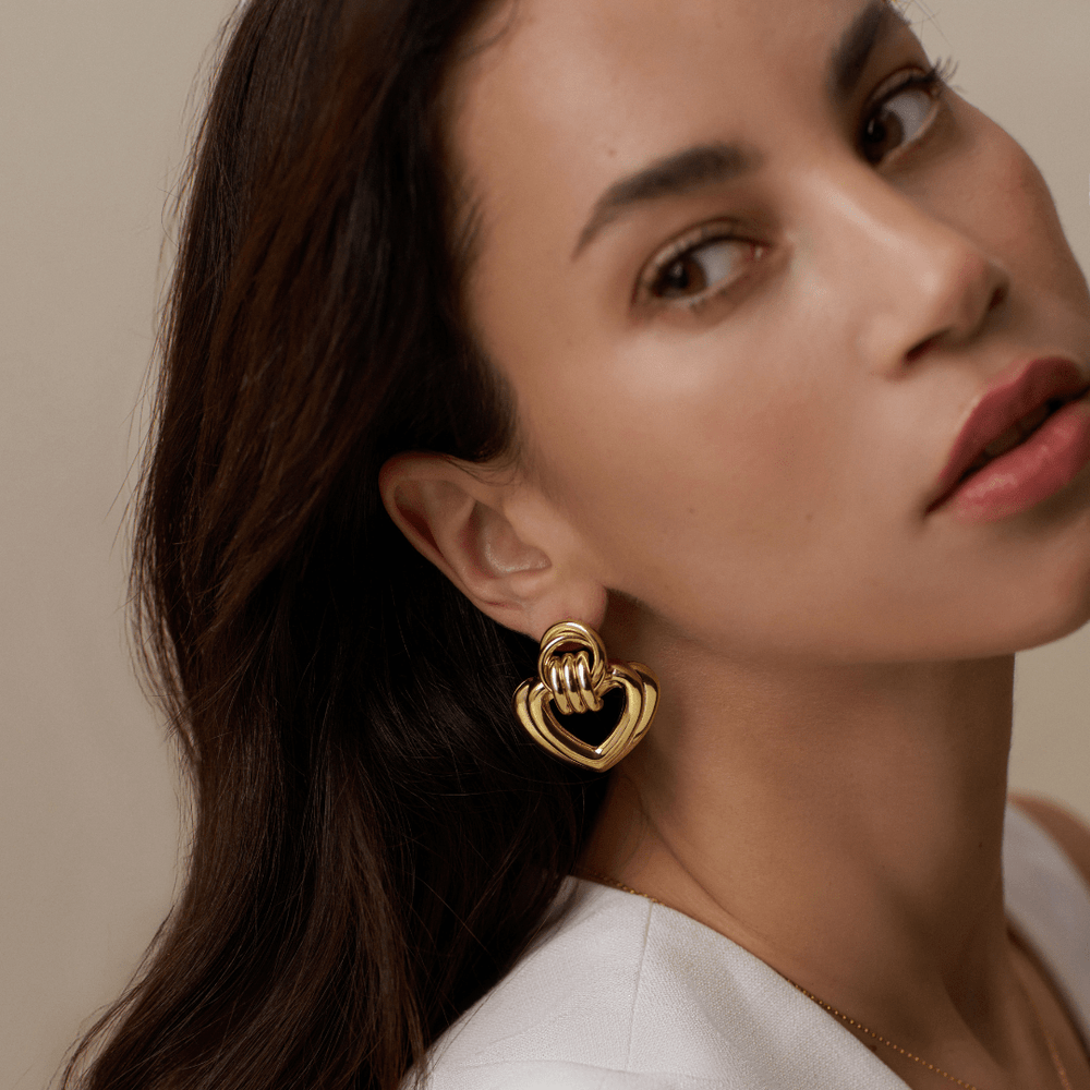 Statement Earrings Statement Interlocking Textured Heart Earrings Orelia Jewellery