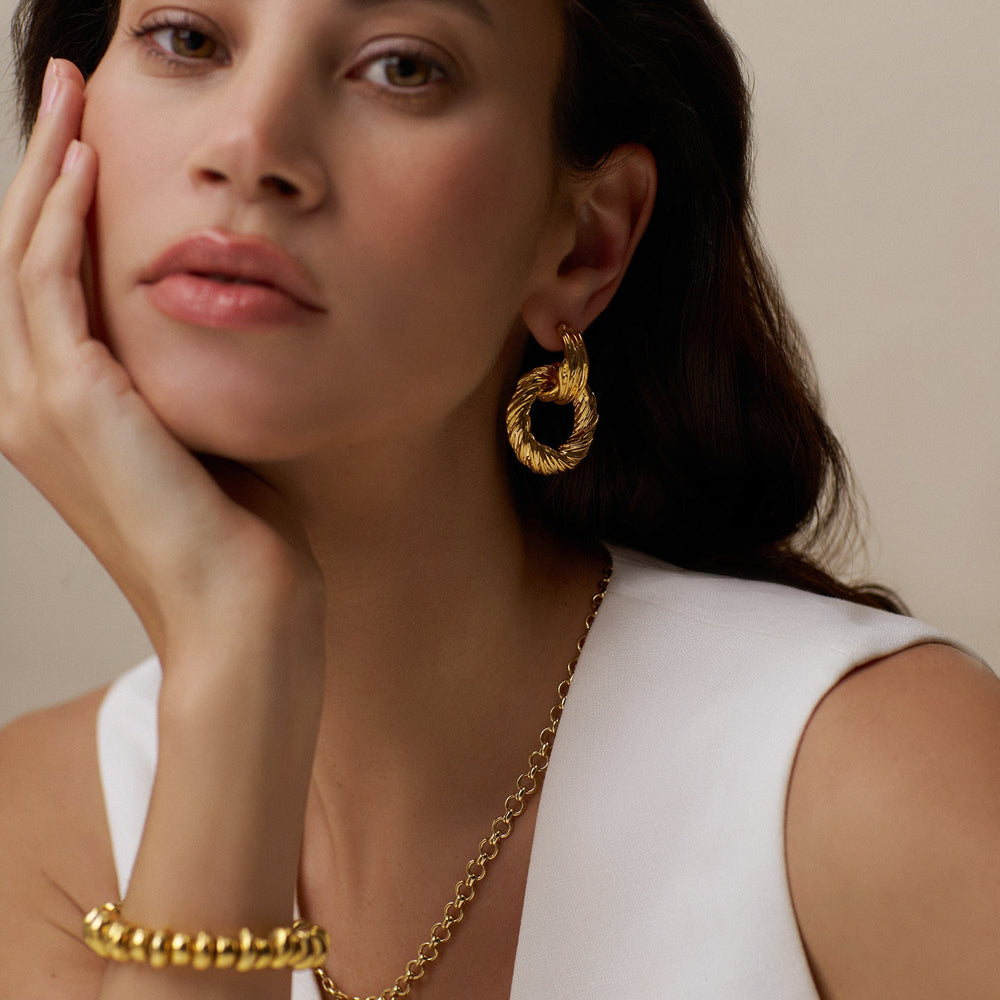 Statement Earrings Statement Textured Door Knocker Earrings Orelia Jewellery