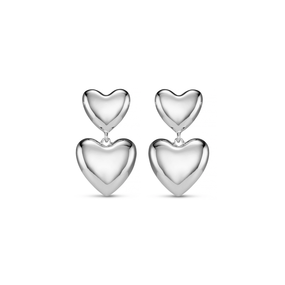 Statement Earrings Statement Voluminous Heart Drop Earrings - Silver Orelia Jewellery