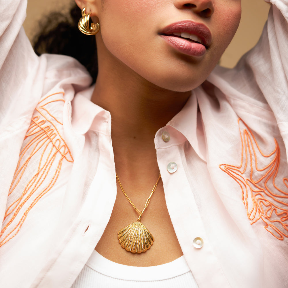 Statement Necklace Default Statement Textured Shell Necklace Orelia Jewellery