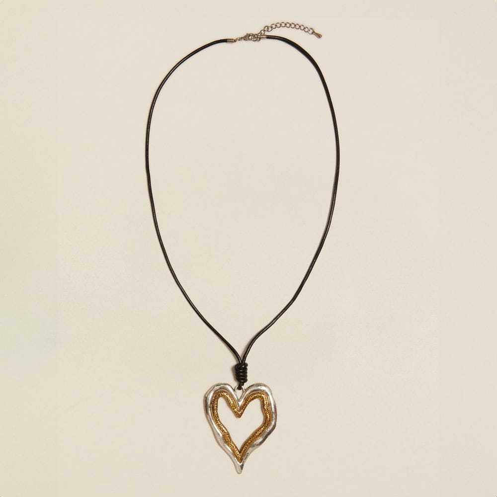 Statement Necklace Default Vintage Statement Mixed Metal Heart Cord Necklace Orelia Jewellery