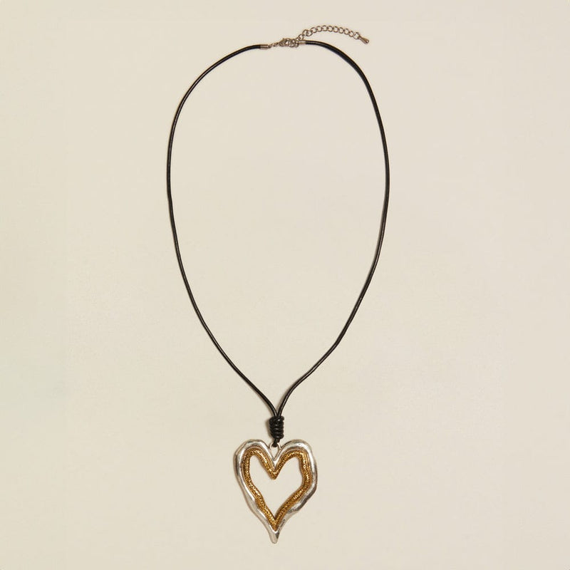 Statement Necklace Default Vintage Statement Mixed Metal Heart Cord Necklace Orelia Jewellery