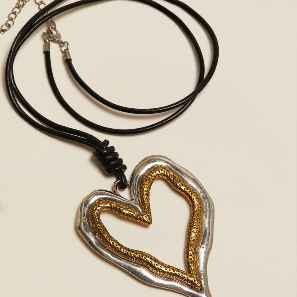 Statement Necklace Default Vintage Statement Mixed Metal Heart Cord Necklace Orelia Jewellery