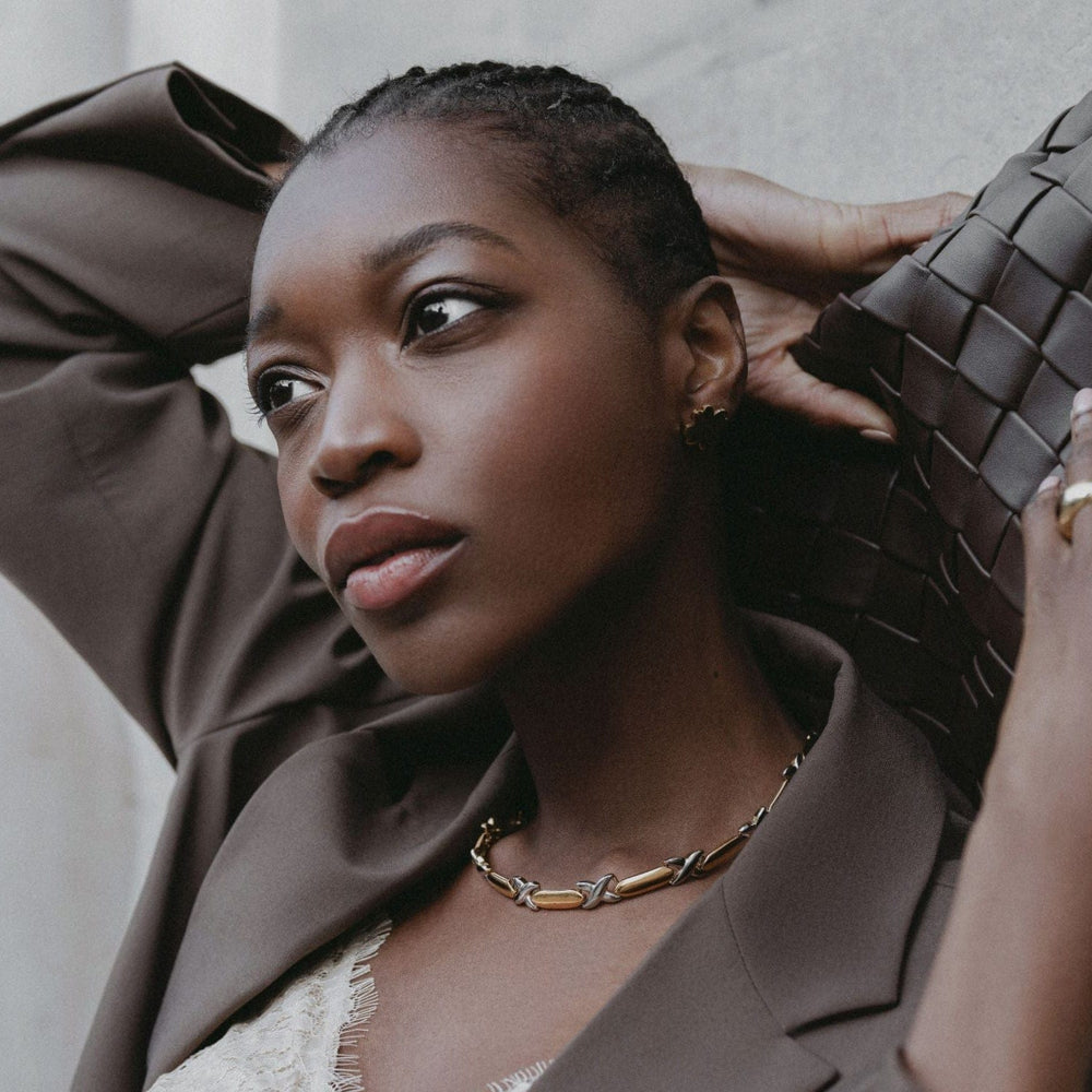 Statement Necklace LUXE Statement Mixed Plate Cross Necklace Orelia Jewellery