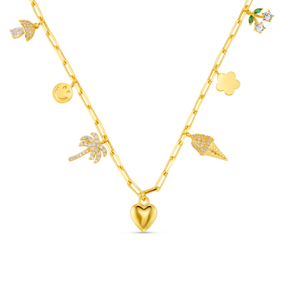 Statement Necklace ONE Mixed Eclectic Pavé Charm Necklace Orelia Jewellery