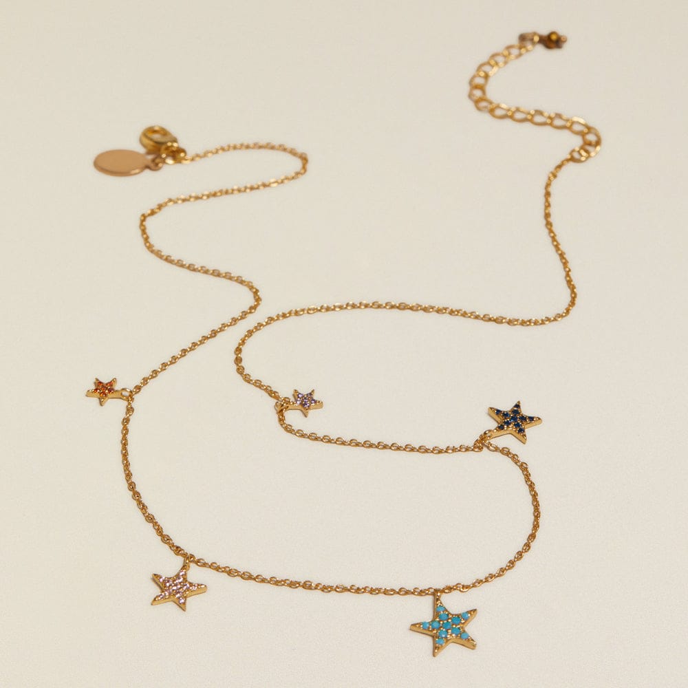 Statement Necklace ONE Vintage Multi-Coloured Scattered Star Necklace Orelia Jewellery