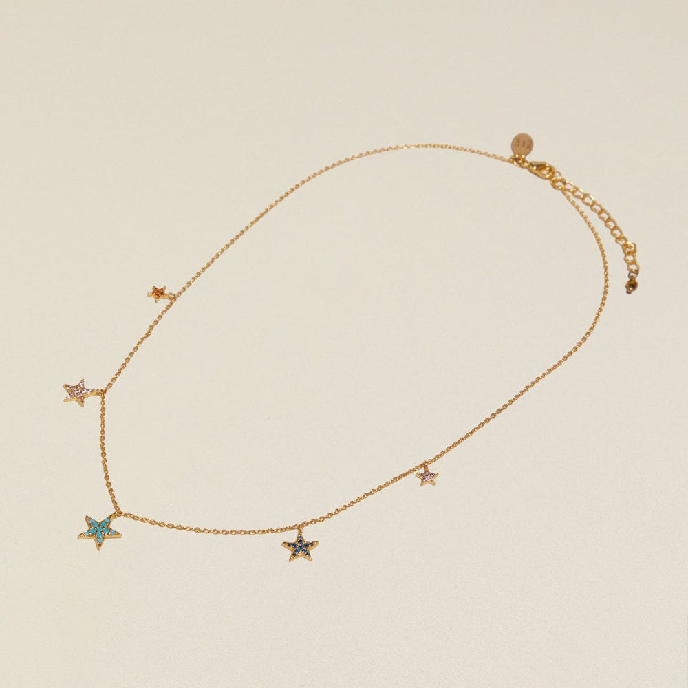 Statement Necklace ONE Vintage Multi-Coloured Scattered Star Necklace Orelia Jewellery