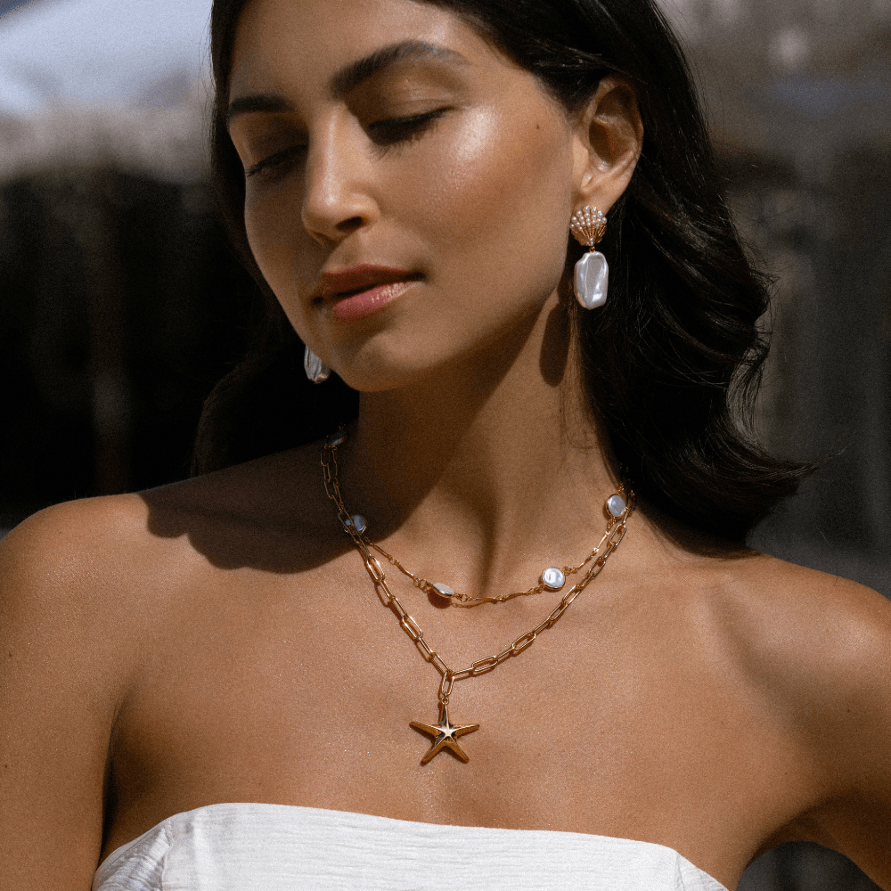 Statement Necklace Statement Polished Starfish Chain Necklace Orelia Jewellery