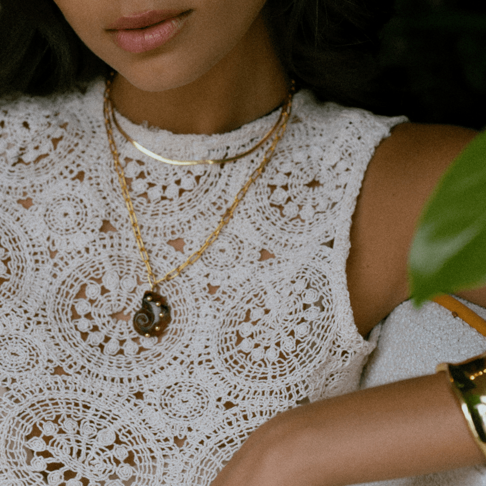 Statement Necklace Studded Resin Ammonite Necklace Orelia Jewellery