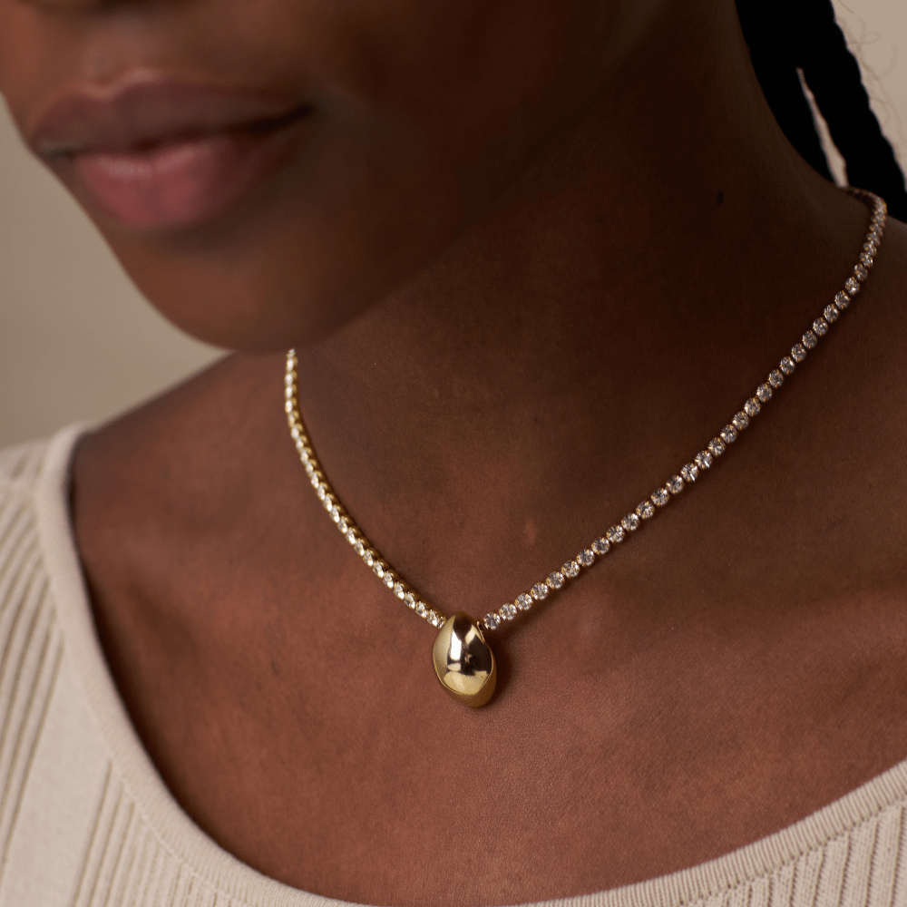 Statement Necklace Tennis Chain & Polished Drop Necklace Orelia Jewellery