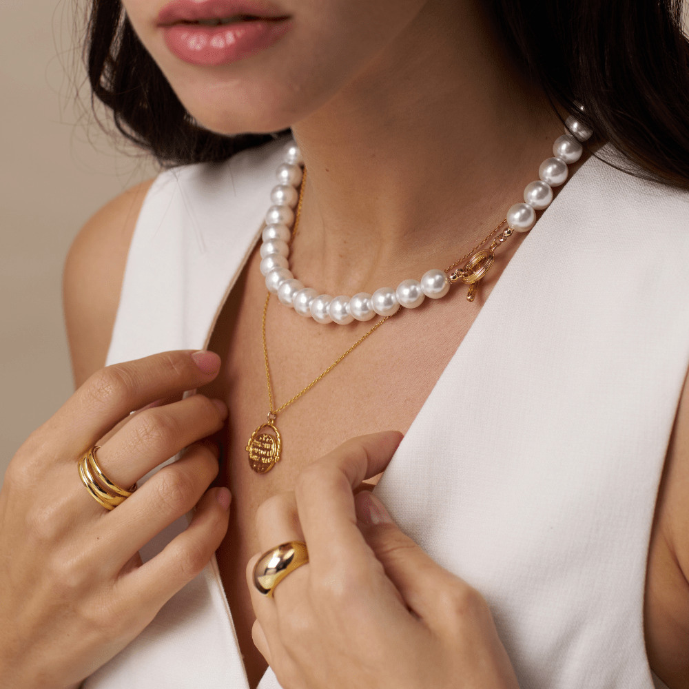 Statement Neckwear Statement Pearl T-Bar Necklace Orelia Jewellery