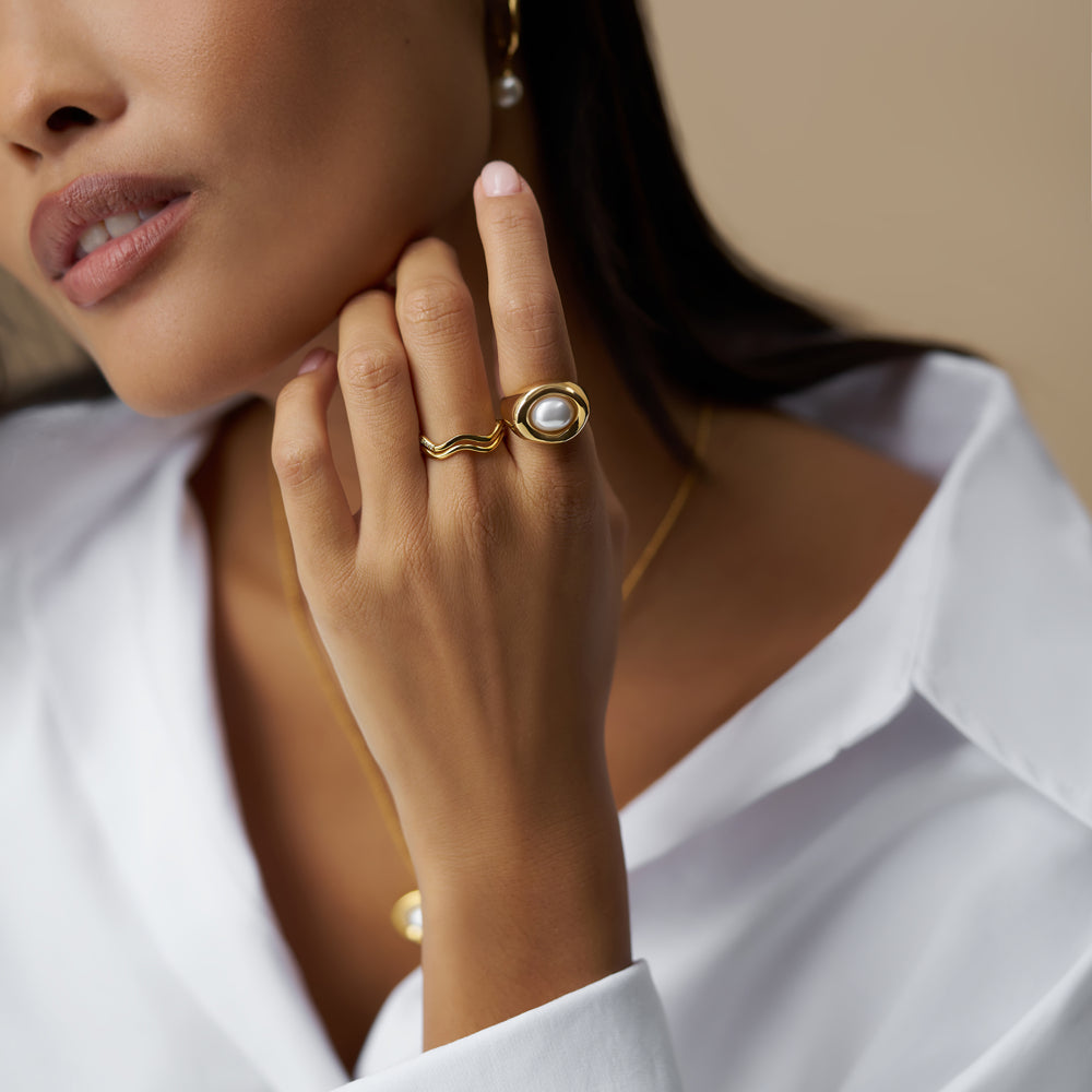 Statement Ring M/L Statement Molten Pearl Ring Orelia Jewellery