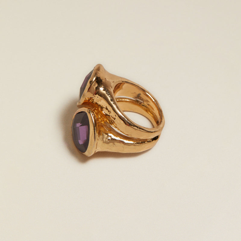 Statement Ring ONE Vintage Chunky Statement Purple Stone Ring Orelia Jewellery