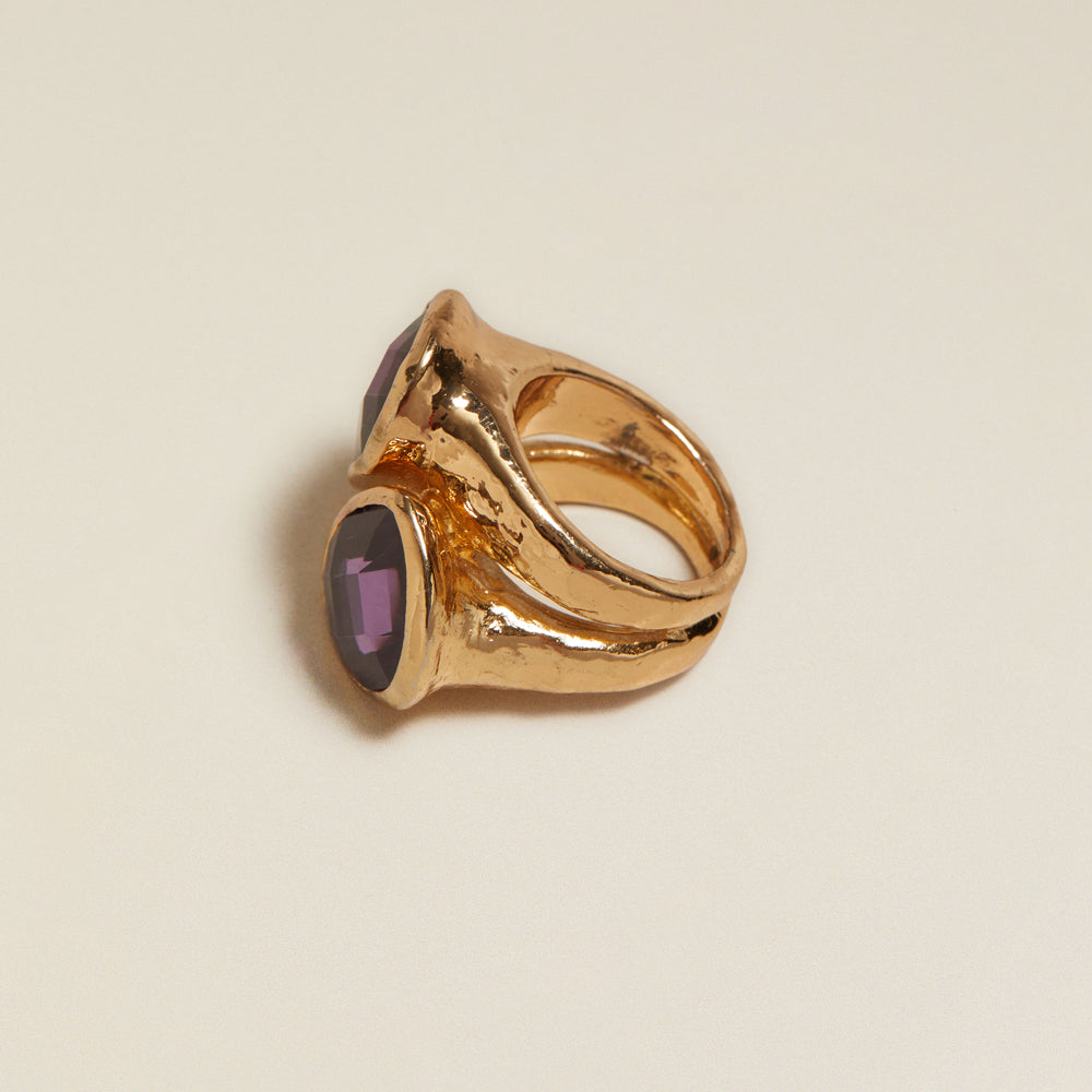 Statement Ring ONE Vintage Chunky Statement Purple Stone Ring Orelia Jewellery