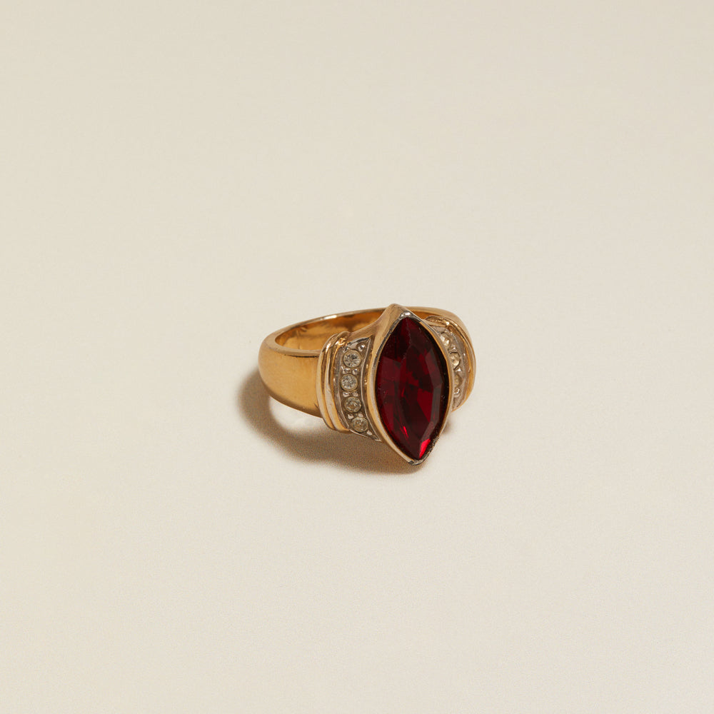 Statement Ring ONE Vintage Ruby Marquise-Cut Ring Orelia Jewellery