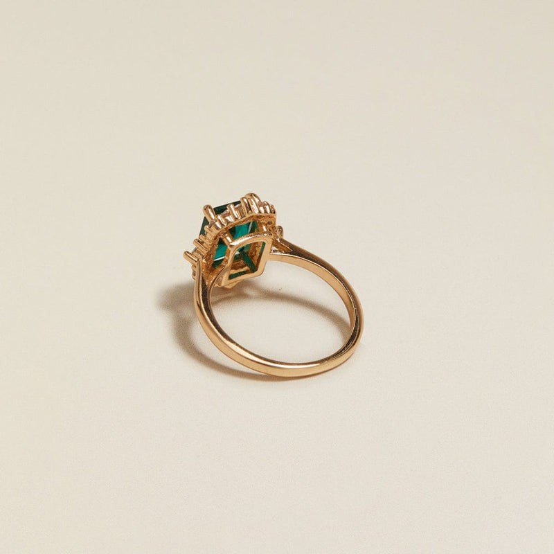 Statement Ring ONE Vintage Square Emerald Pavé Ring Orelia Jewellery