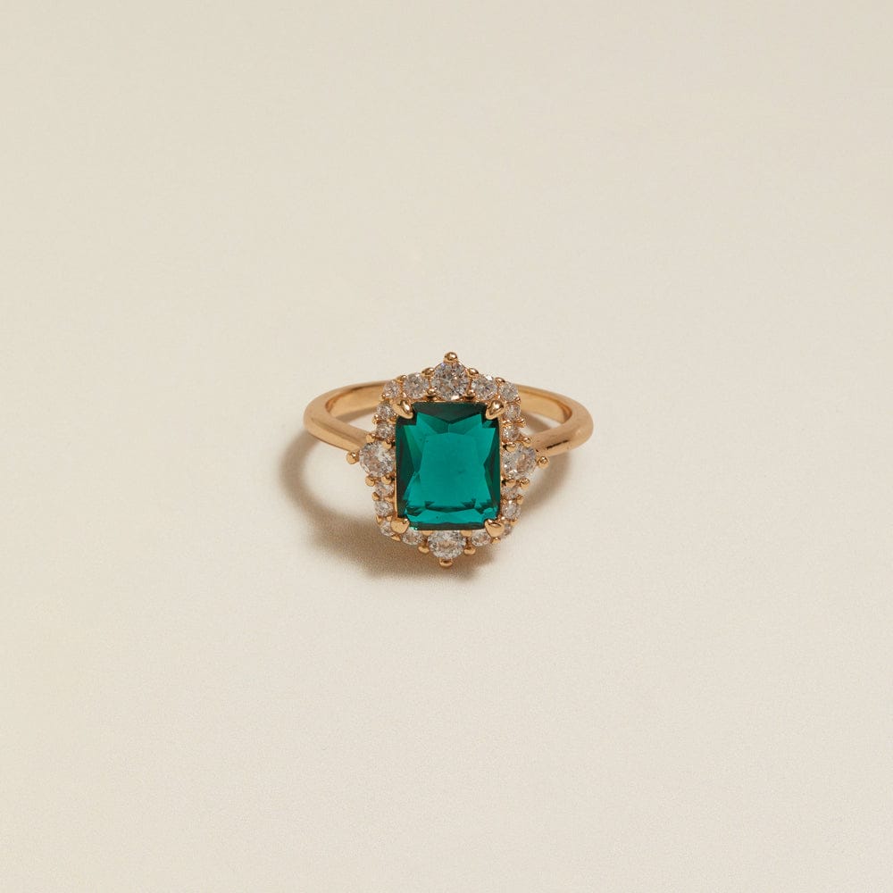 Statement Ring ONE Vintage Square Emerald Pavé Ring Orelia Jewellery