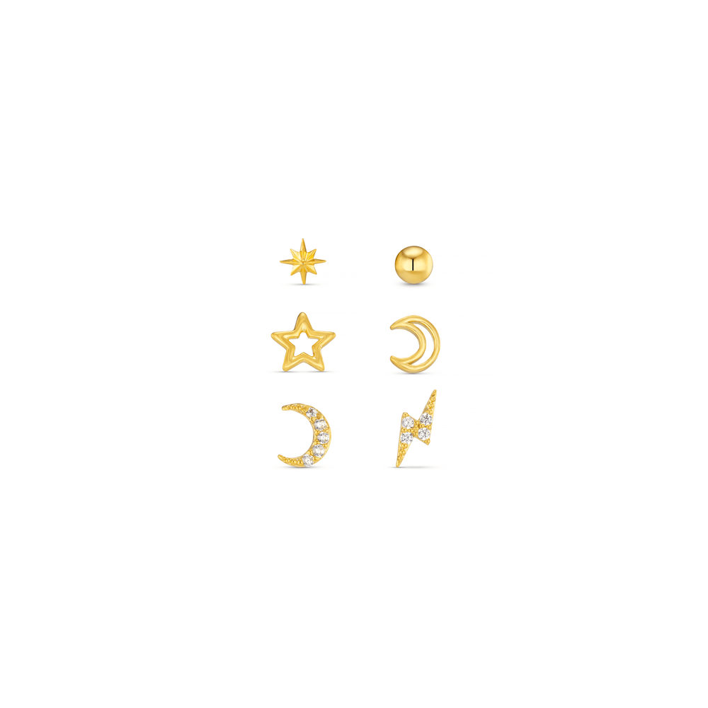 Stud Earrings Celestial Stud Pack Ear Party - Gold Orelia Jewellery