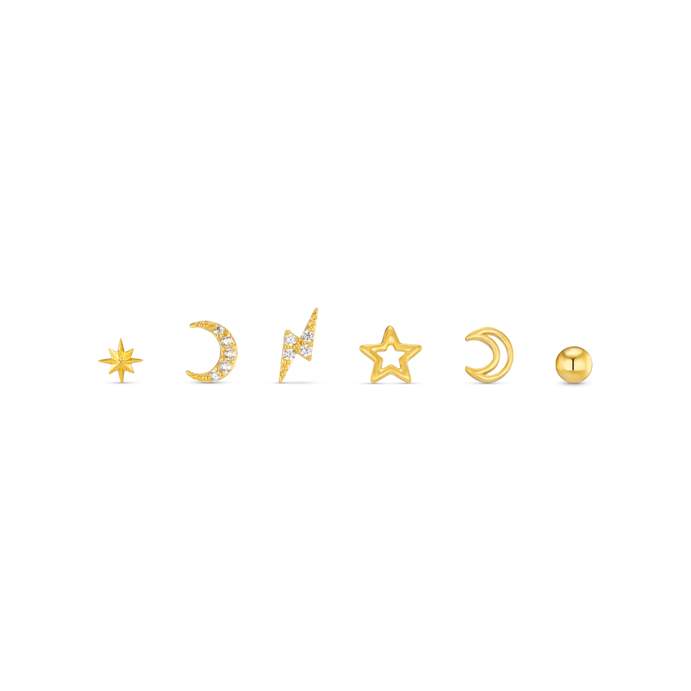 Stud Earrings Celestial Stud Pack Ear Party - Gold Orelia Jewellery