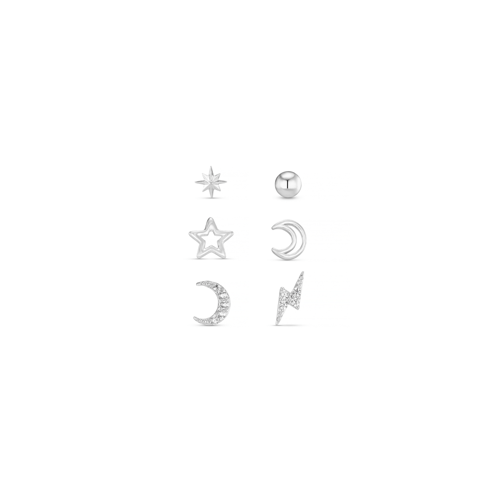 Stud Earrings Celestial Stud Pack Ear Party - Silver Orelia Jewellery