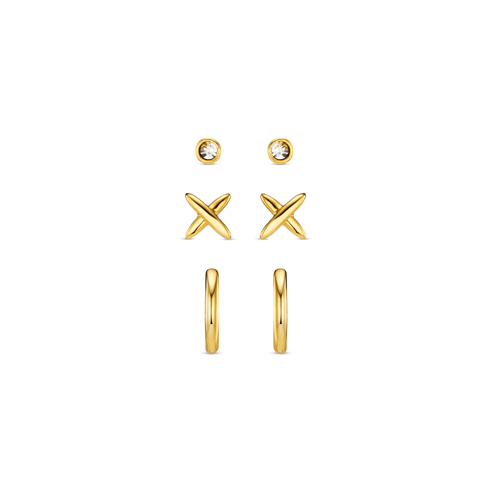 Stud Earrings Cross & Micro Hoop Pack Ear Stacking Set Orelia Jewellery