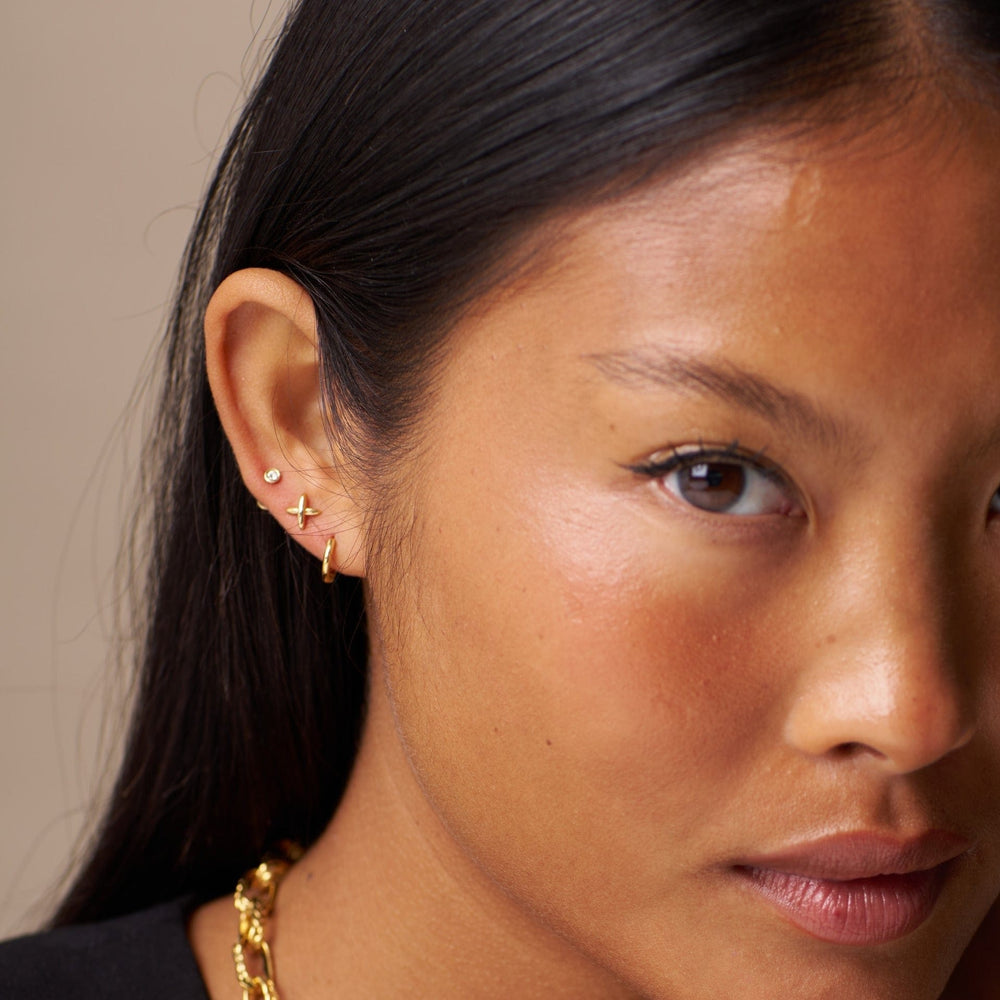 Stud Earrings Cross & Micro Hoop Pack Ear Stacking Set Orelia Jewellery