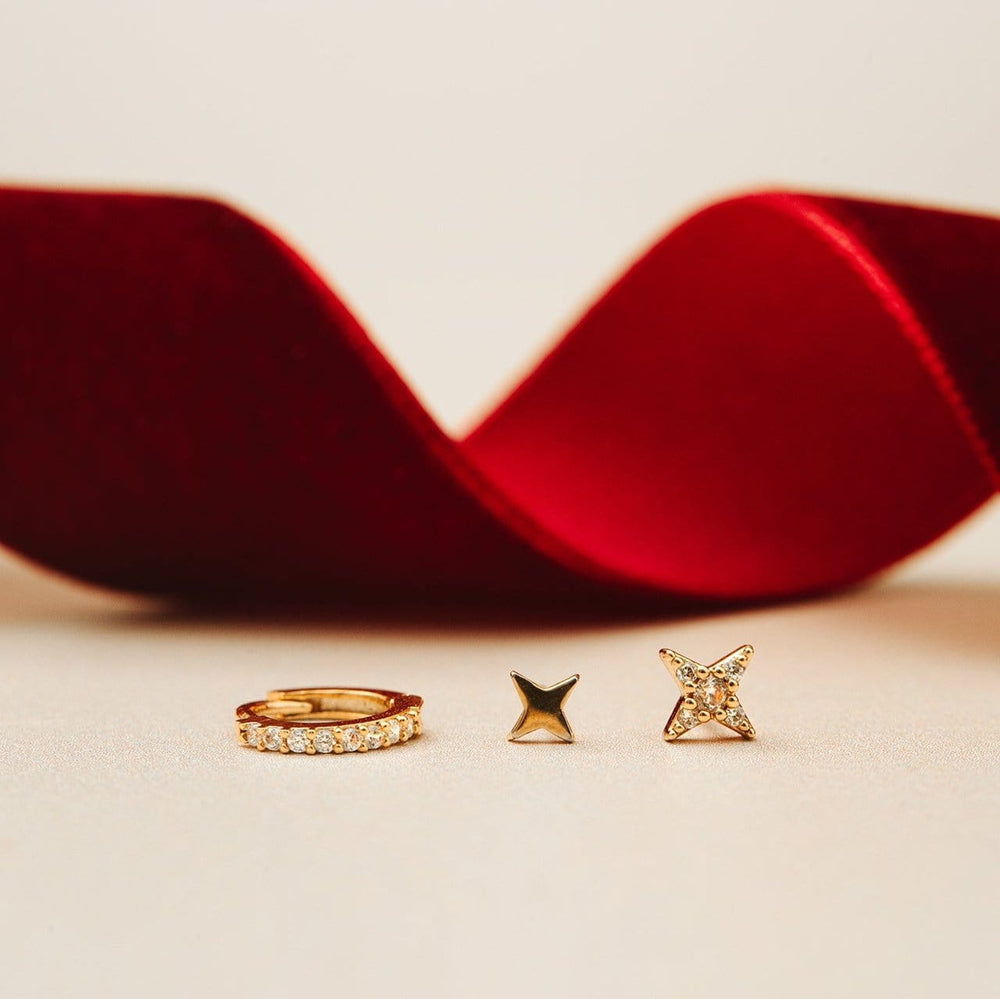 Stud Earrings Crystal Star & Micro Pave Hoop Earrings Pack Orelia Jewellery