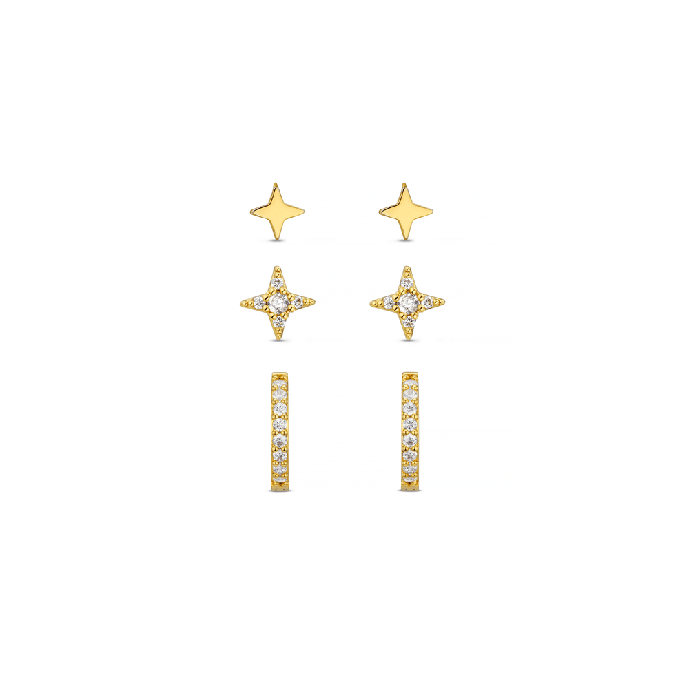 Stud Earrings Crystal Star & Micro Pave Hoop Earrings Pack Orelia Jewellery