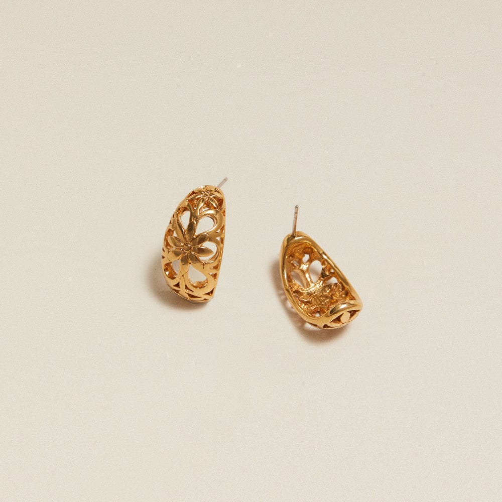 Stud Earrings Default Vintage Floral Cut-Out Demi Hoop Earrings Orelia Jewellery