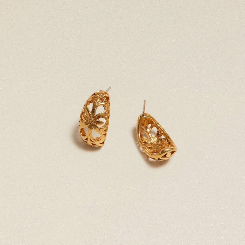 Stud Earrings Default Vintage Floral Cut-Out Demi Hoop Earrings Orelia Jewellery