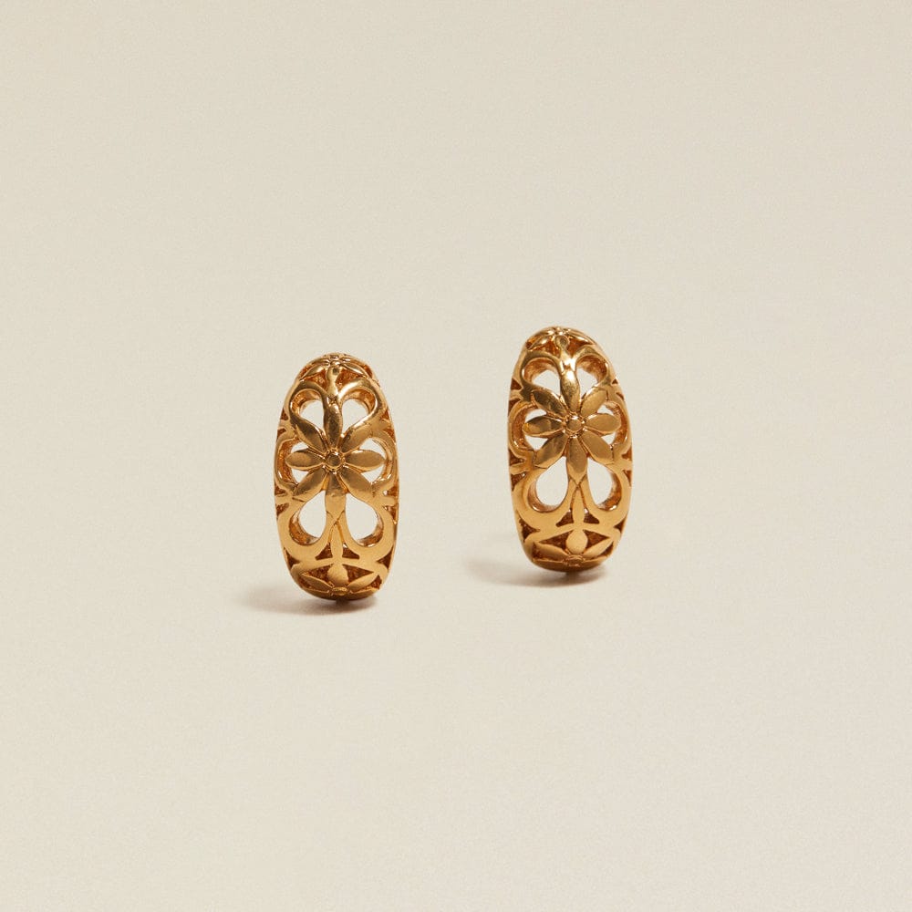 Stud Earrings Default Vintage Floral Cut-Out Demi Hoop Earrings Orelia Jewellery