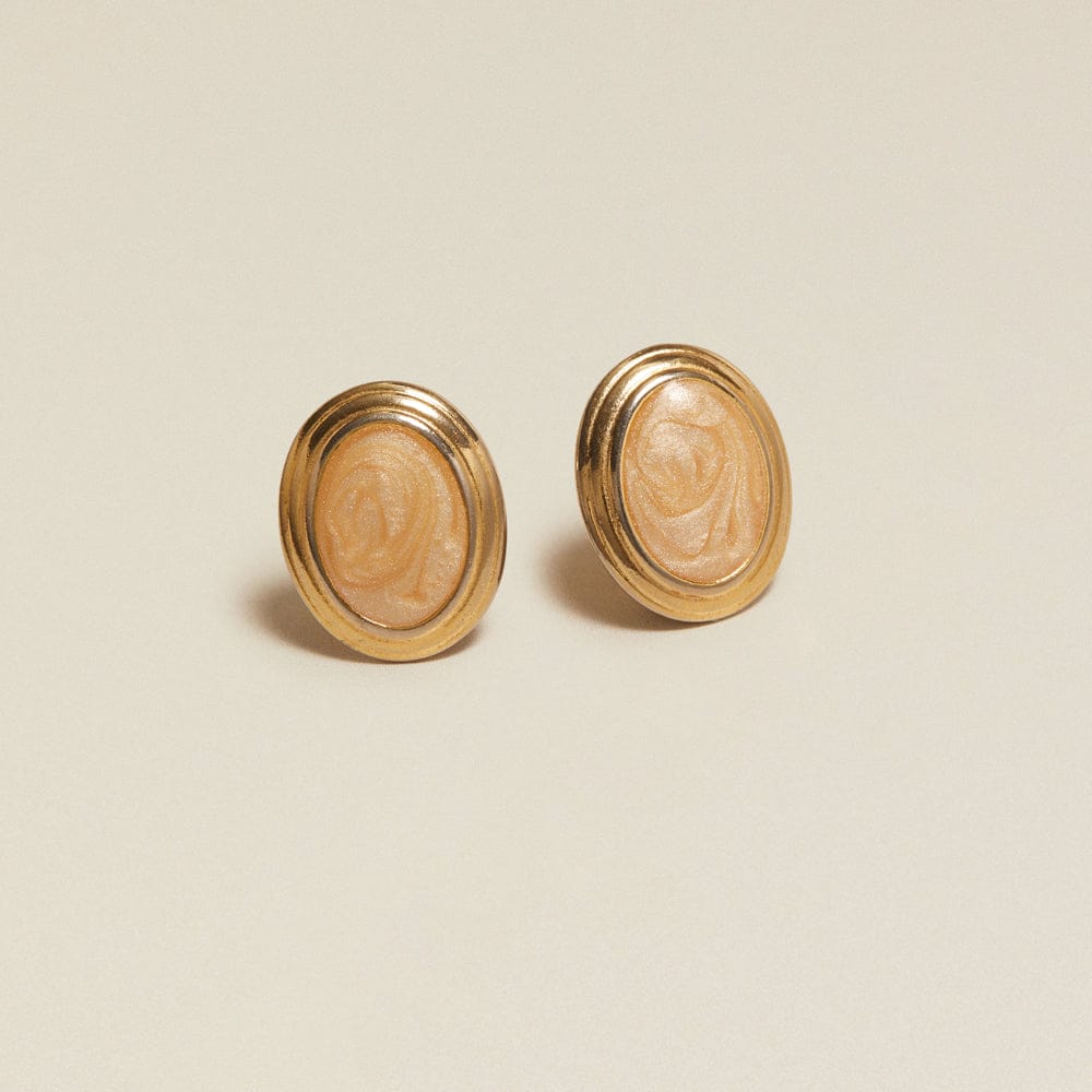 Stud Earrings Default Vintage Oval Stone Clip-On Earrings Orelia Jewellery