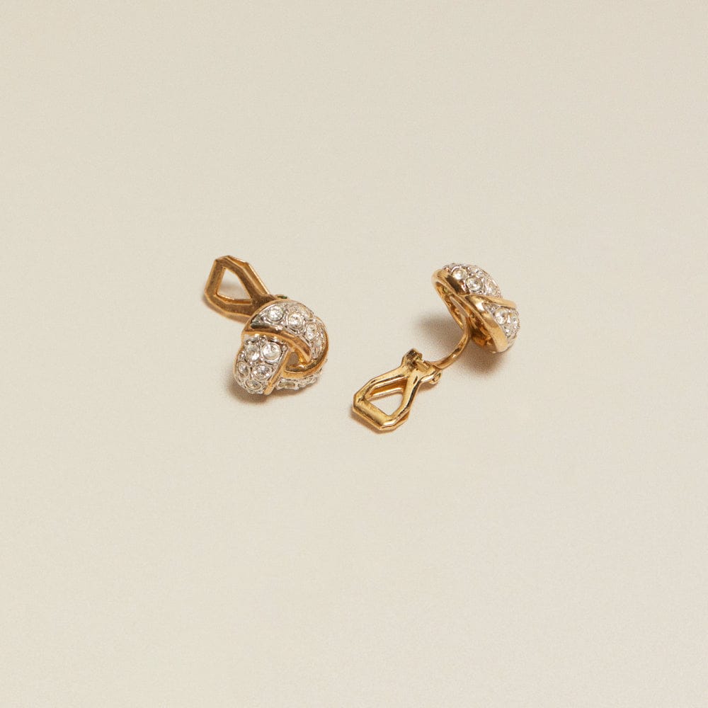 Stud Earrings Default Vintage Petite Crystal Knot Clip-On Earrings Orelia Jewellery