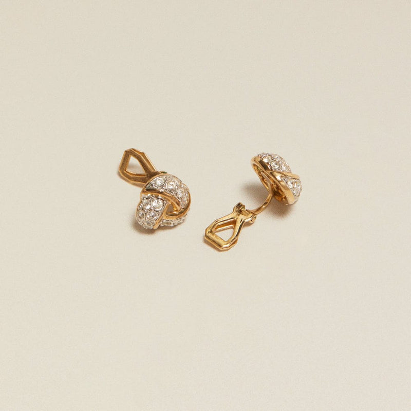 Stud Earrings Default Vintage Petite Crystal Knot Clip-On Earrings Orelia Jewellery
